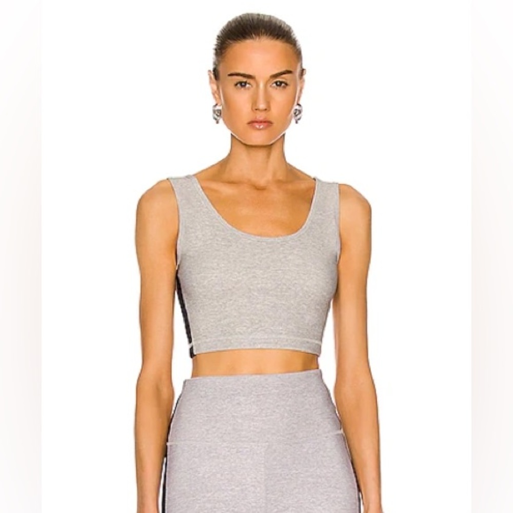 WARDROBE.NYC for FWRD Crop Top in Grey Marl & Black Bra Tank Top Size S